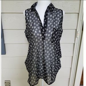 Pleione blouse. Size small. Ribbon details. Sheer